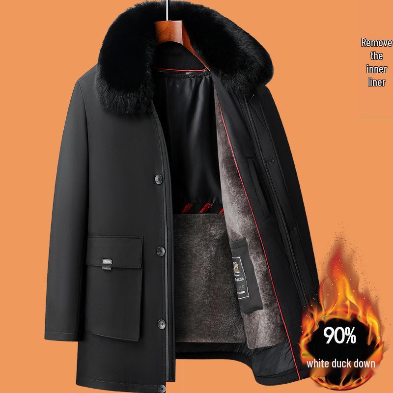 

Woodpecker Men s Winter Down Jacket with Detachable Liner - Medium-Long Style for Middle-Aged & Elderly 195 (175-195 lbs) чорний