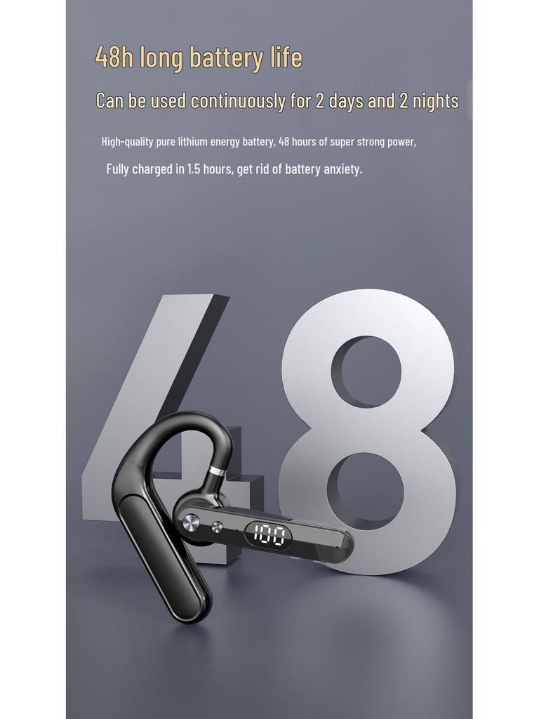 6.0 True Wireless Bluetooth Ear Hook Earphones - Noise Cancelling, Ultra-Long Standby, Single Ear