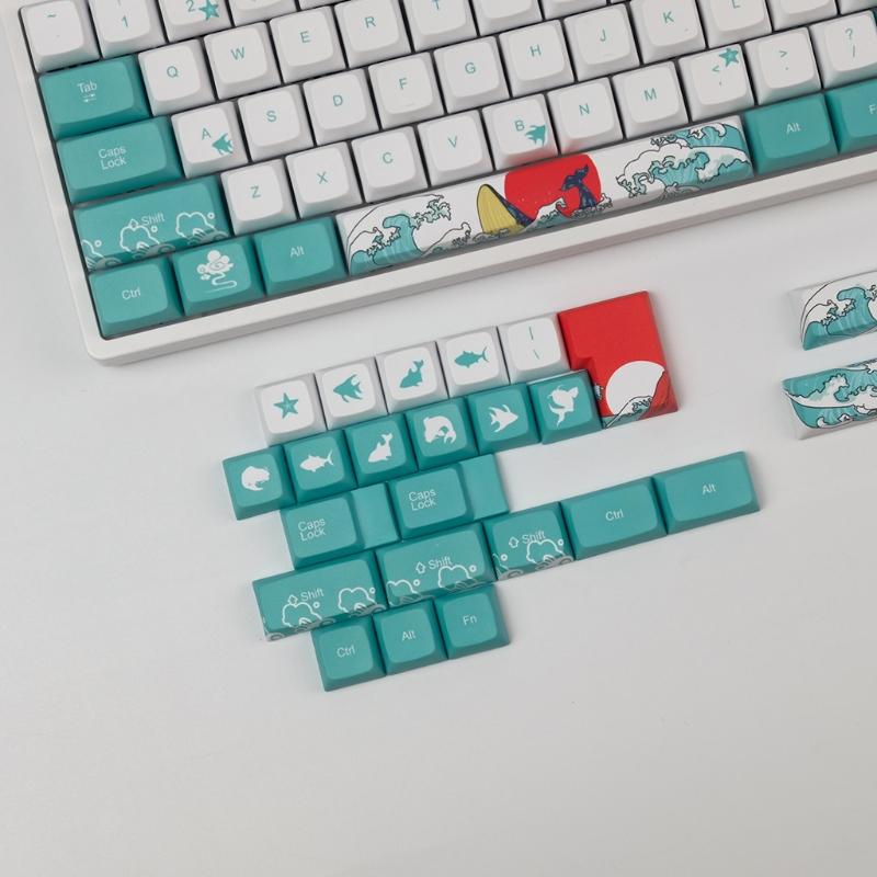Coral Sea Keycaps Full Set 128 for Key Keycap PBT Sublimation DA Height for Mechanical Keyboard for MX H Keys S