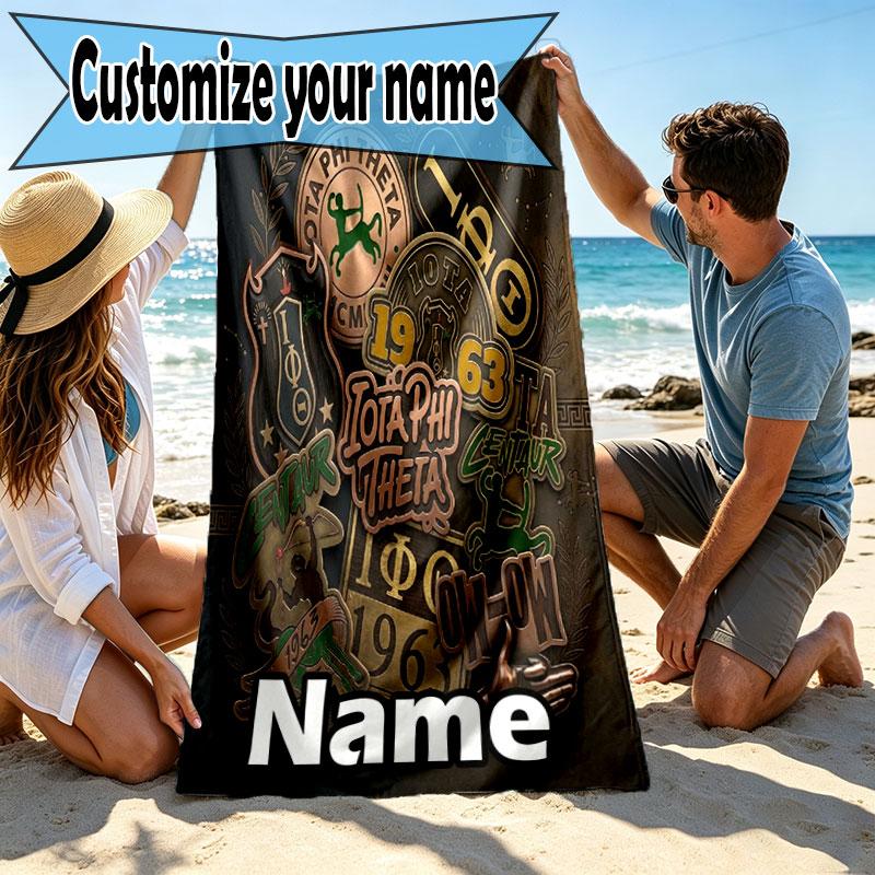 Custom Name Personalized Alpha Kappa Alpha Print Beach Towel, for Trip Camping Beach Party Home Decor, Birthday Gift for Family & Friends