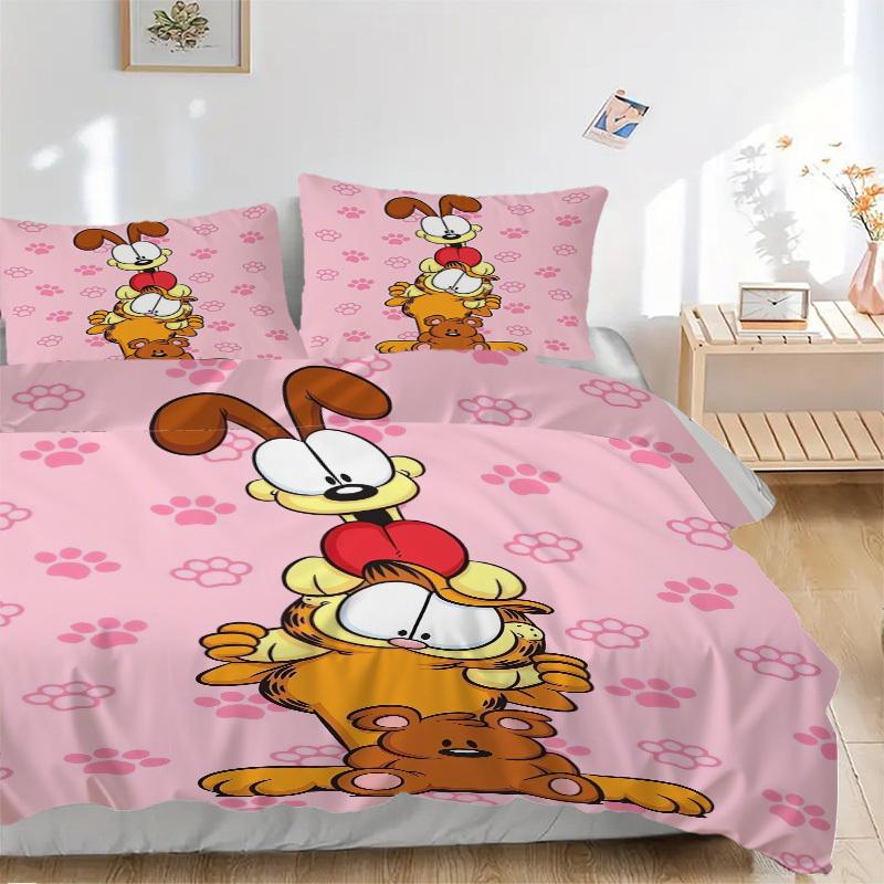 

Постельное белье с принтом розовых лапок - Комплект из 3 предметов, пододеяльник, Подарок для спальни, Без вставкиB128 135x200cm