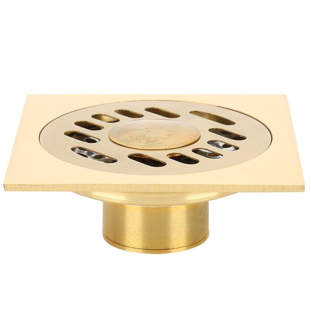Copper Floor Drain Golden Finish Large Caliber Hair Catcher Durable Floor Drainer Toilet