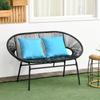 Bench Garden Bench 2-Seater In Metal and Resin Rope with 2 Cushions - Dim. 132L X 72W X 83H Cm - Black