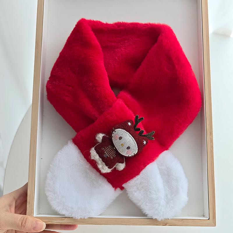 Kids' Red Knit Scarf: Winter Plush Neck Warmer