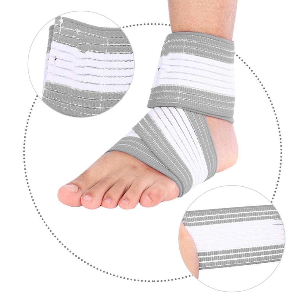 Adjustable Ankle Support Pad Protection Elastic Brace Guard Support for Gym Fitness Grey White