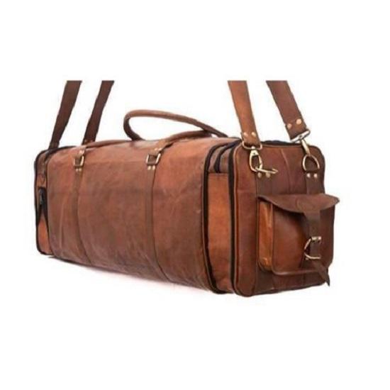 Men's Genuine Leather luggage gym weekend overnight duffel Extra Large bag