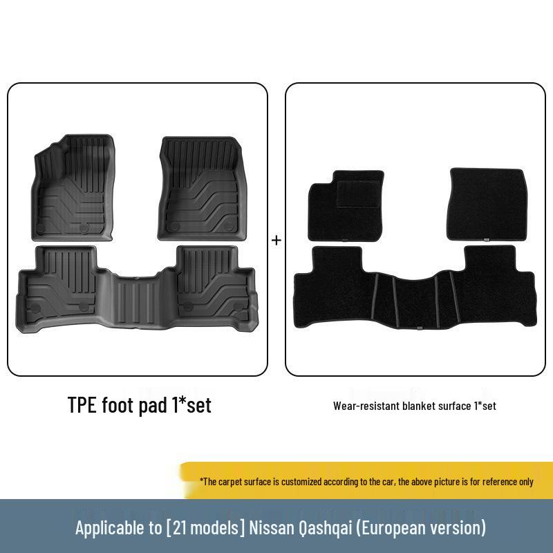 Eco-Friendly TPE Floor and Trunk Mats with Seat Back Cushion for 2021-2025 Nissan Qashqai