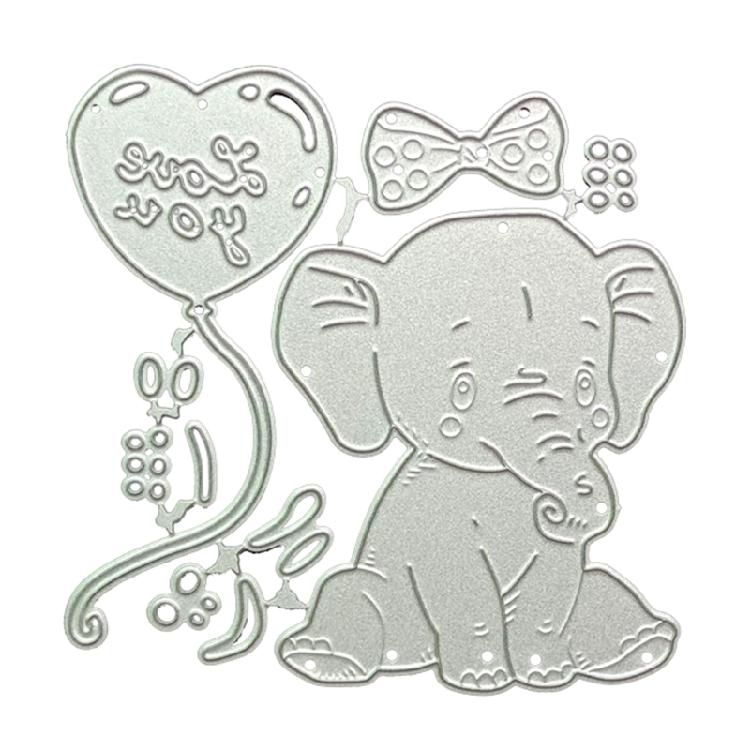 

Cartoon Metal Cutting Dies Sitting Elephant Bow Balloon Embossing Knife Mould 1