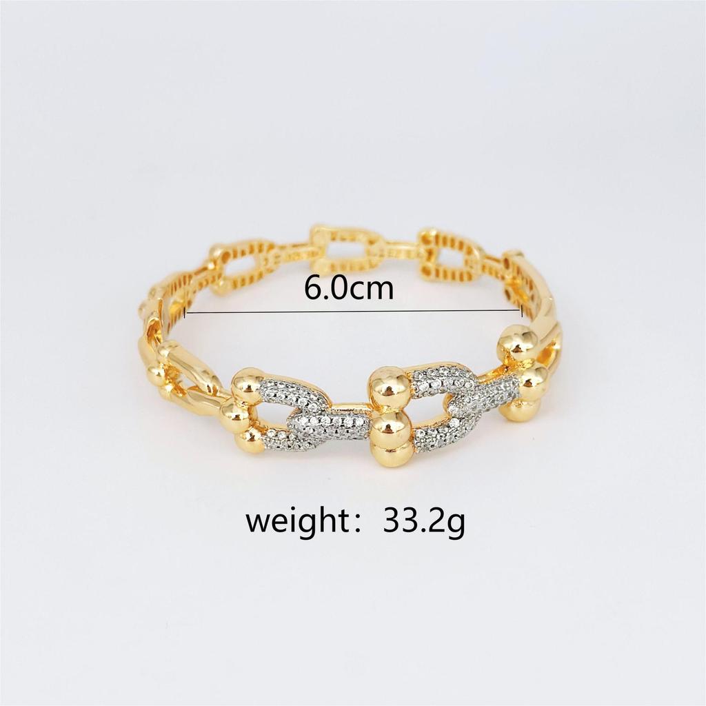 Full Diamond Niche Premium Bracelet Bracelet Horseshoe Full Diamond Bracelet Gold And Silver Mixed Color Bracelet