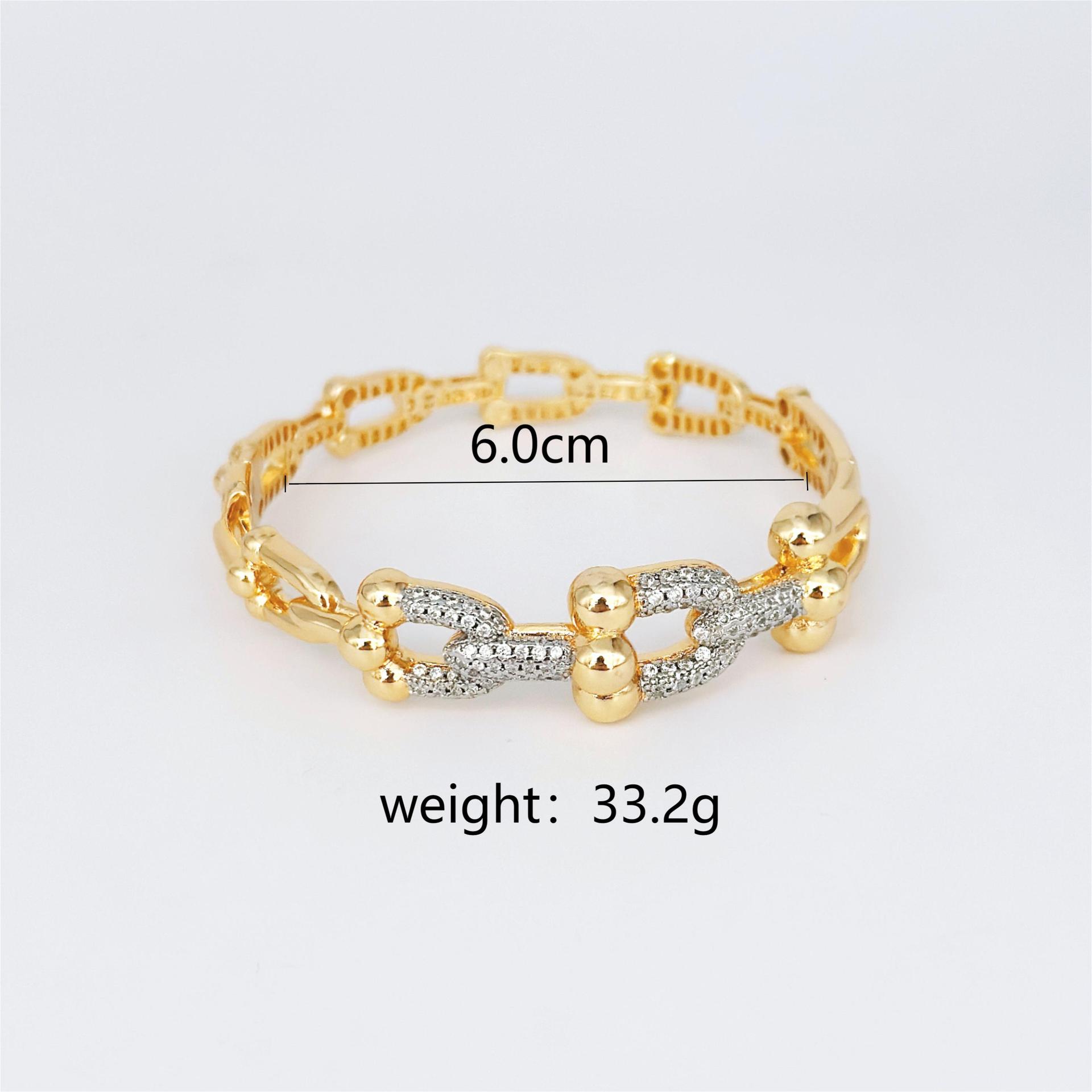 

Full Diamond Niche Premium Bracelet Bracelet Horseshoe Full Diamond Bracelet Gold And Silver Mixed Color Bracelet