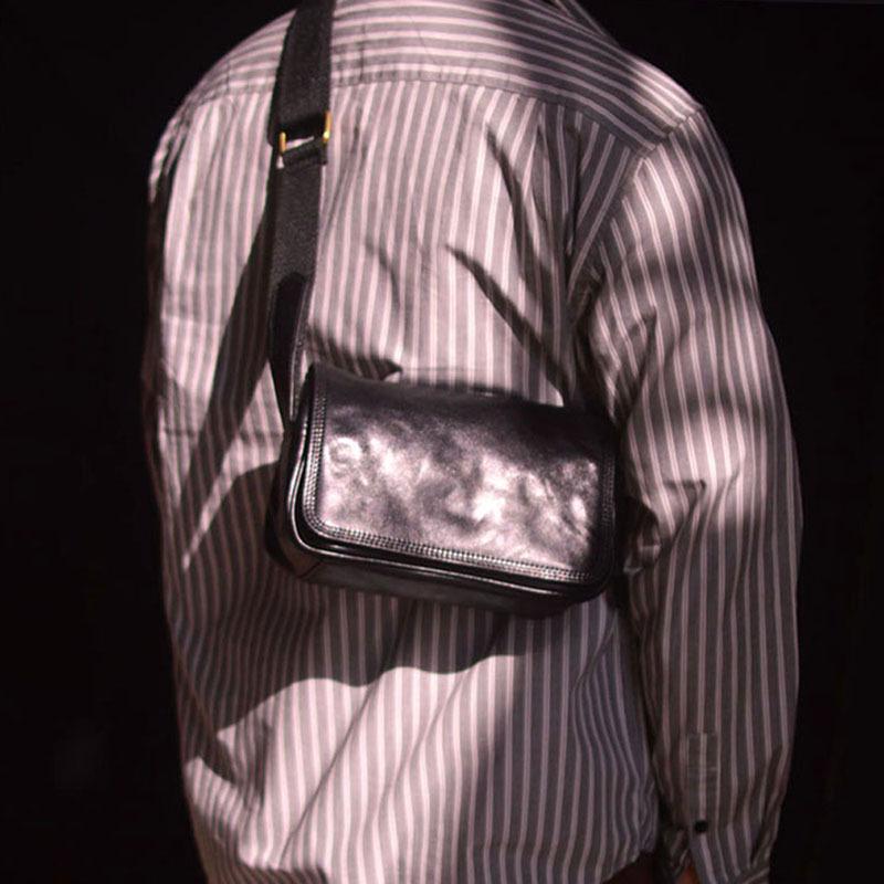 

Men s Trendy Genuine Leather Mini Crossbody Shoulder Bag чорний
