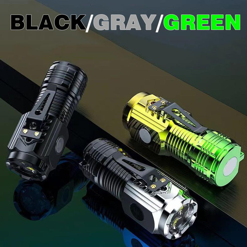 Multi functional Mini LED Flashlight with Pocket Clip and Magnetic Tail USB Rechargeable,5 Lighting Modes,Portable Torch for Camping,Hiking,Car Repair