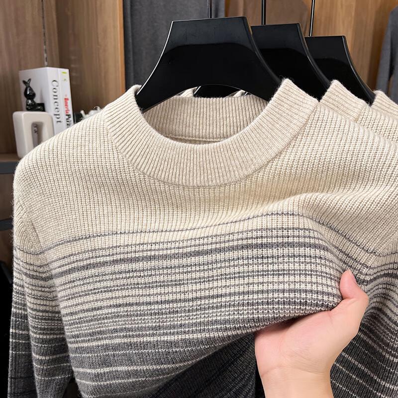 E-LITENG Men's 100% Wool Crew Neck Sweater YTMFQ1670
