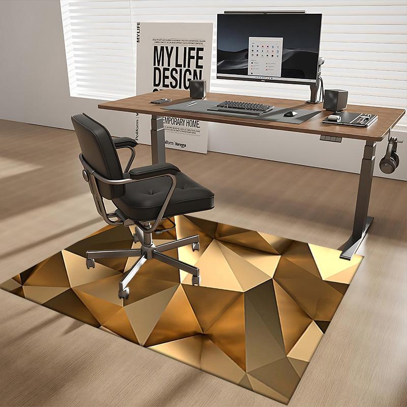 

1pc Golden Geometric Triangle Chair Mat - Anime Cartoon Design, Non-Slip Office Rug for Home Decor, Suitable for All Seasons.A005 60cm by 90cm