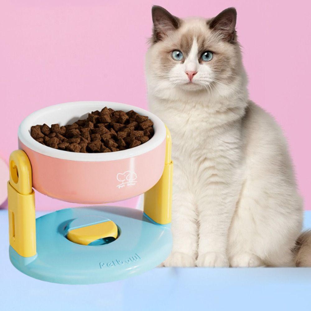 Suction Cup Type Pet Feeding Basin 3 Gear Height Adjustable Cat Bowl with Stand  Dog