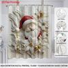 1 Imitation Relief Santa Claus Print Waterproof Shower Curtain Partition Privacy Hanging Curtain With 12 Hooks Easy Installation