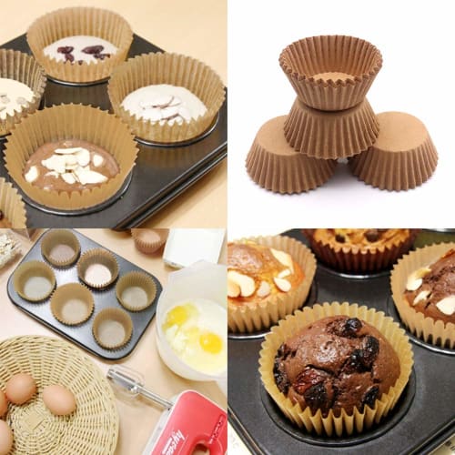 Natural Cupcake Liners, Unbleached Muffin Liners, Greaseproof Paper Baking Cups, Standard Size Paper Cupcake Liners for Baking Muffins and Cupcakes, N