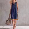 European and American summer new women's clothing women's V-neck sleeveless casual loose cotton and linen dress