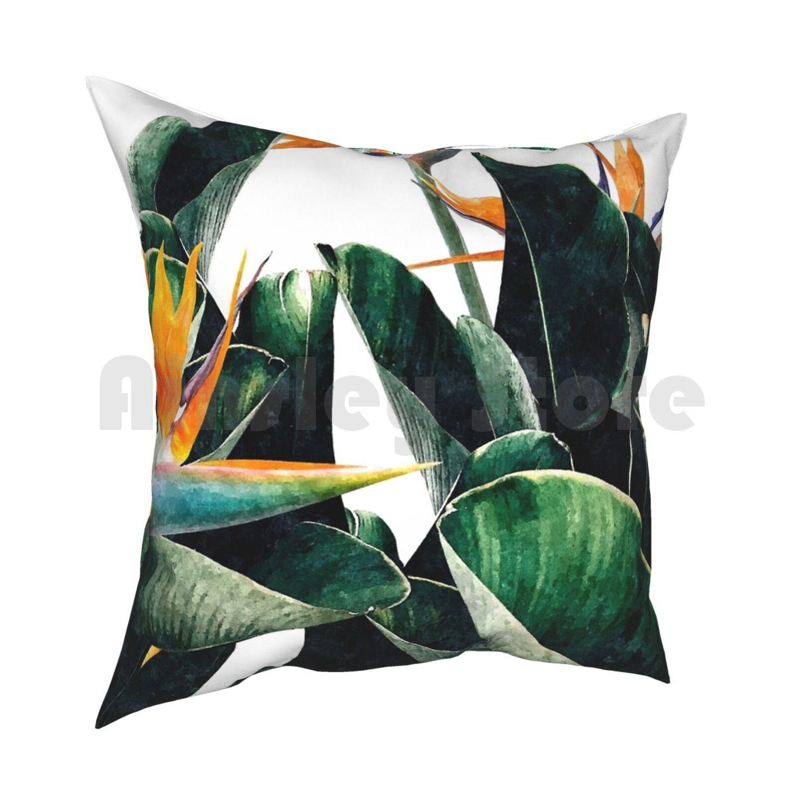 Paradise Bird Pillow Case Printed Home Soft Throw Pillow Watercolor Bird Of Paradise Tropical Exotic Nature Floral 30x30cm 12x12in