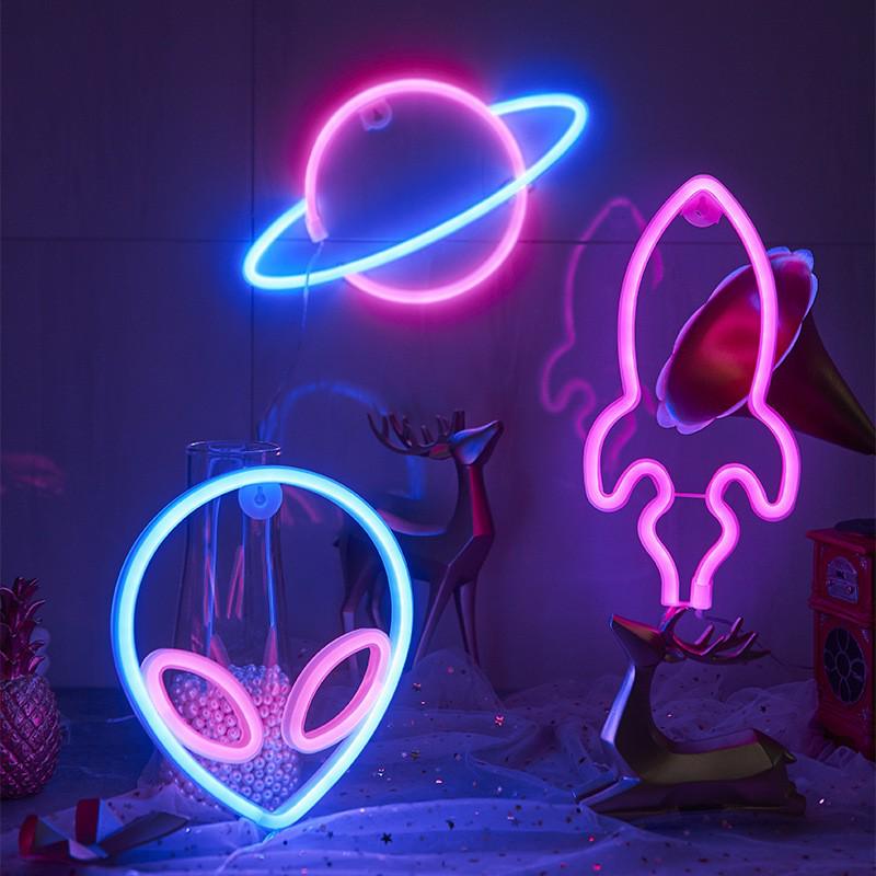 LED Neon Butterfly & Planet Wall Light - Decorative E-sports, Bar, and Photo Prop Night Light