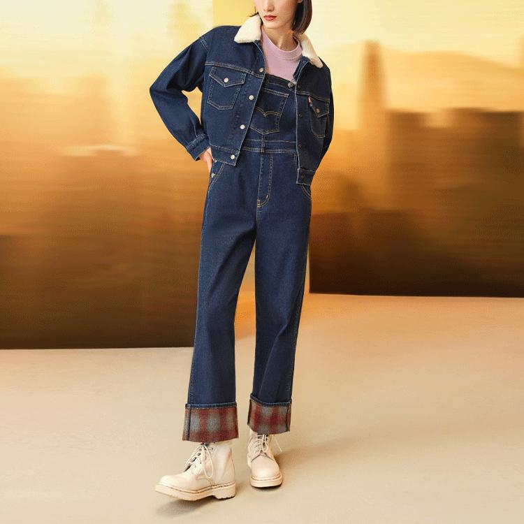 Levis Faux Shearling Denim Jacket Women Jackets Dark-Blue A0831-0000