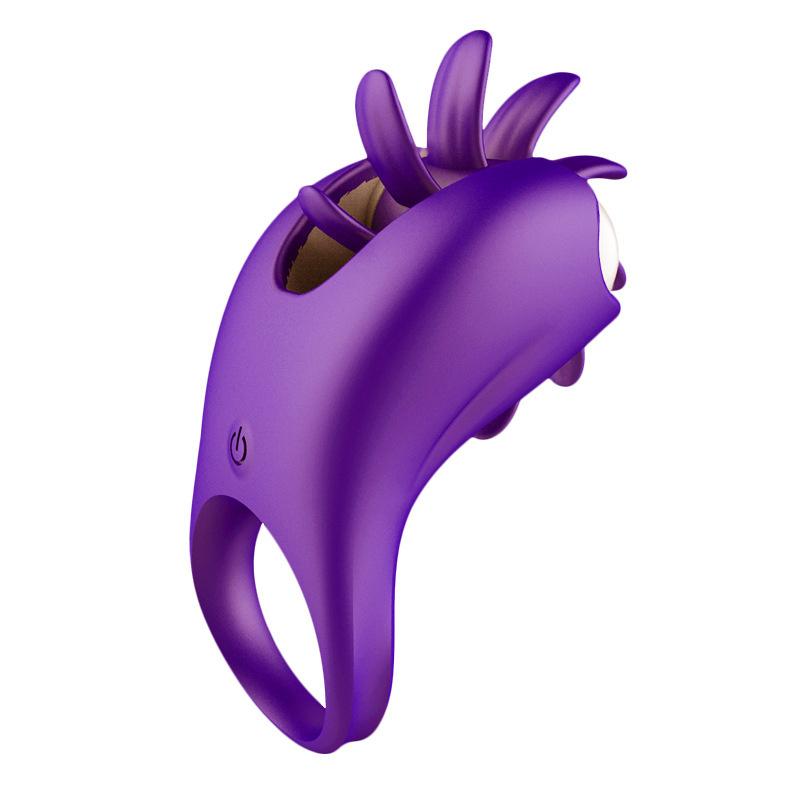 10 Modes Vibration Silicone Cock Penis Rings Vibrator For Men Rotation Tongue Licking Oral Sex Toys For Women Masturbation