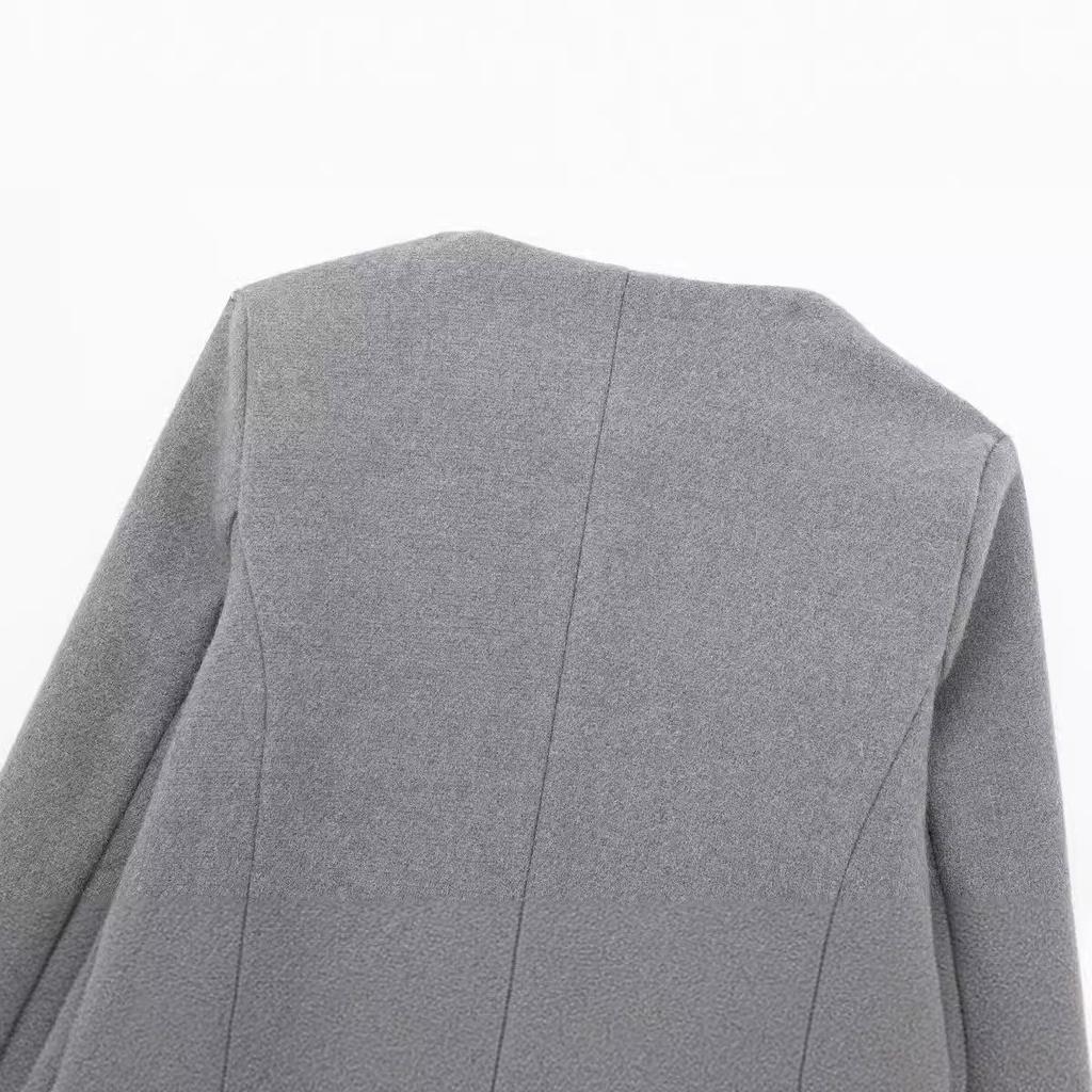 Giacca Corta da Donna Moda e Casual Versatile Scollo Rotondo Decorazione a Risvolto Taglie Forti