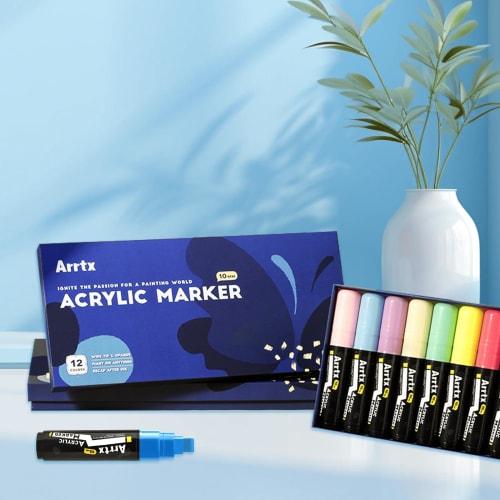Arrtx Jumbo Poster Markers 10mm Jumbo Felt Tips 12 Colors Acrylic Paint Markers Oil Based Paint Pens for Rock Painting/Chalkboard/Windshield/Outdoor P