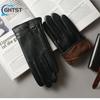 New Genuine Leather Sheepskin Winter Men's Gloves Warm Fleece Driving Cycling Touch Screen Gloves Best Gift For Men