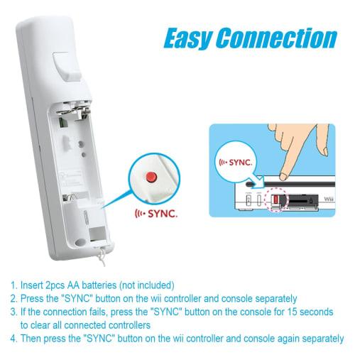 TIANHOO Wii Controller 2 Pack Wii Remote se silikonovým pouzdrem a dálkovým ovladačem na zápěstí pro Wii/Wii U White