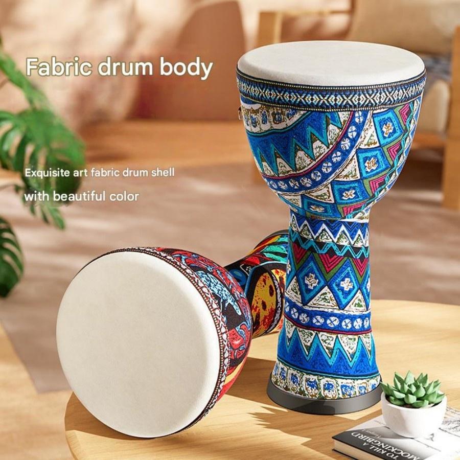 Tamburo Africano da 8 Pollici, Tamburo a Mano Djembe, Superficie del Tamburo in Pelle di Capra Con Tracolla Strumento Musicale a Percussione Per Principianti