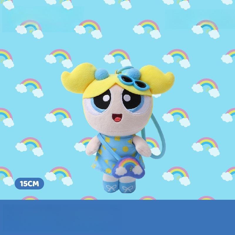 Schattig Anime The Powerpuff And Girls Serie Pluche Speelgoed Sleutelhanger Cartoon Personage Model Creativiteit Knuffel Rugzak Sleutelhanger 15cm