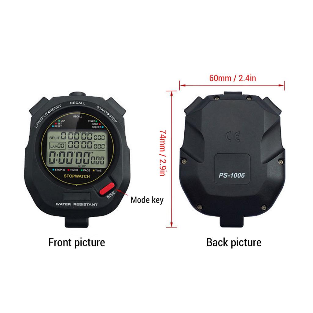 Electronic Digital Sport Stopwatch Timer Date Time Display 2 Alarms Metronome Function for Fitness Referee Digital Stopwatch