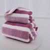 8-Piece Coral Fleece Bath & Face Towel Set with Wide Stripes - Adult Size