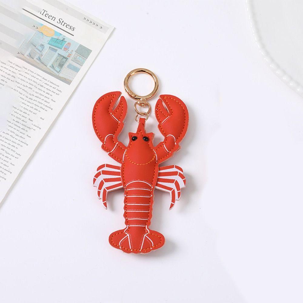 Cute Pu Crab Keychain Summer Bag Charm Multi-color Pu Leather Lobster Pendant  Bag Ornament