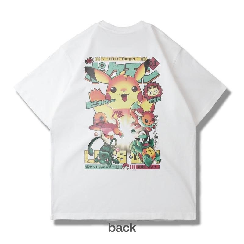 

Japanese Harajuku Pokémon Cartoon Printed T-shirt Summer New Men s and Women s Plus Size Trend Loose Casual Short-sleeved Top S