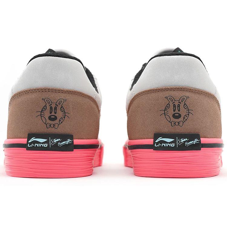 Li Ning Steven Harrington X  Comfortable Soft Elastic Non-Slip Shock Absorbing Wear-Resistant Low-Top Skate Shoes Women sneakers White Pink AECS072-4