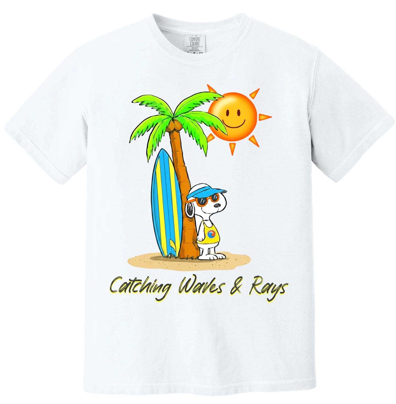 Catching Waves Snoopy  Vintage Style Peanuts Snoopy Surfing Tee 160