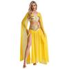 Damen Ägyptisches Cleopatra Kostüm Crop Top mit geteiltem Chiffonrock Set Halloween Party Kleidung