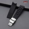 Curved End Strap Silicone 16mm 18mm 20mm 22mm 24mm 26mm Watch Band Folding Buckle Sport Wristband Men Women Replacement Bracelet