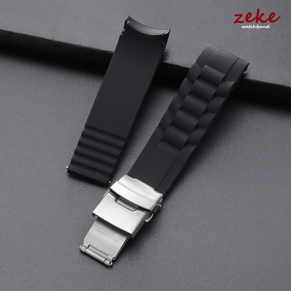 Curved End Strap Silicone 16mm 18mm 20mm 22mm 24mm 26mm Watch Band Folding Buckle Sport Wristband Men Women Replacement Bracelet