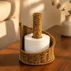 Dekorativer Taschentuchhalter Imitation Rattan Toilettenpapierhalter, Runder Geflochtener Handtuchspender, Stabiler Rollenhalter Boho Organizer für Badezimmer-Arbeitsplatte