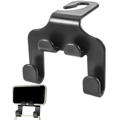 Car Hook Bracket With Phone Holder 2 In 1 Car Headrest Hooks Headrest Purse Holder Interior Replacement Parts For SUV Truck