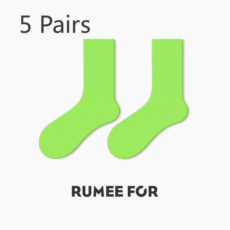 

5 Pairs of Women s Spring Fashion New Candy Color Sport Tube Socks 5 Pairs фарби люмінесцентні зелений колір