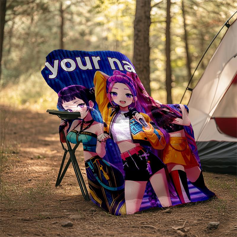 Customiz Name Personality K-Pop Demon Hunters Blanket Soft&Warm Office Bed Travel Lunch Break Blanket,Gift All Seasons