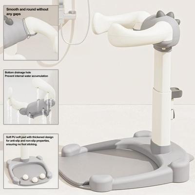 Baby Shower Stand with Adjustable Height Armrest Anti-Pinch Design Stable Triangular Base Ergonomic Support Bath Stand