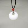 Conch Stone White Jade Concentric Circle Pendant Necklace
