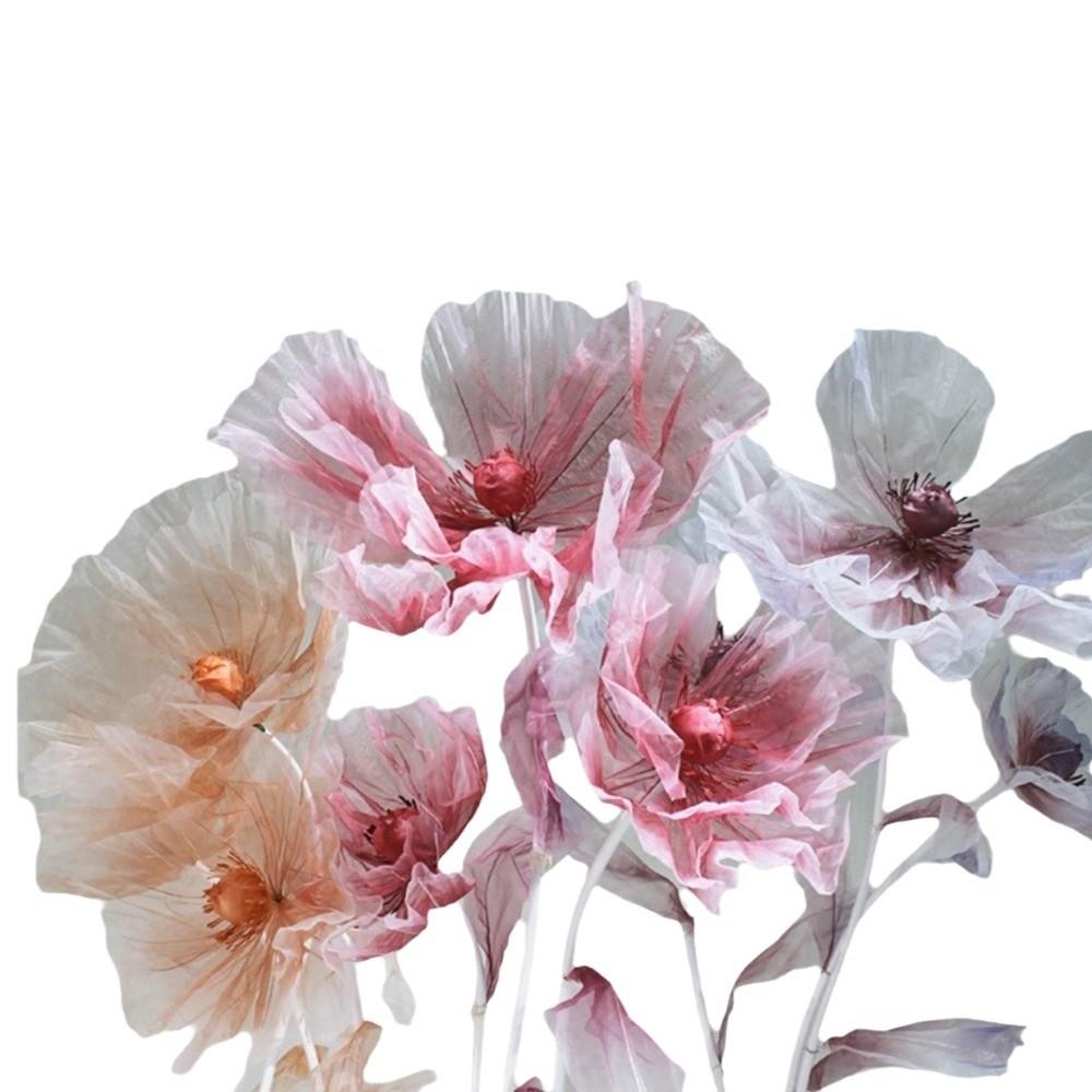 Einzelne Blume Kopf Simulierte Blume Großer Mohn Seidennetz Garn Fensterdisplay Blume Schöne Dekoration Ständer Requisiten
