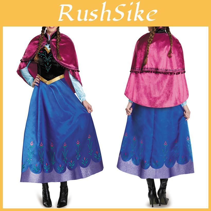 Incantevole Vestito di Carnevale della Principessa Anna con Mantello Staccabile per le Avventure Cosplay delle Bambine