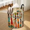 1 African Woman Themed Laundry Basket with Handles - Multi-Color Round Storage Basket, Suitable for Bathroom, Balcony, and Room Organization - Polyest